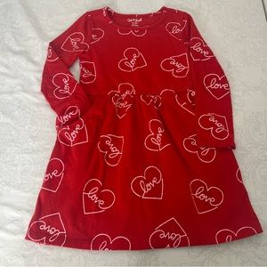 Cat & Jack Love Hearts Graphic Long Sleeve Dress Pockets 4/5 XS